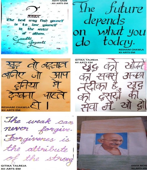 Gandhi Jayanti 2020- 2021Calligraphy and poster by students